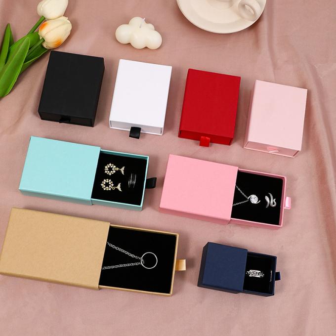 Коробка для упаковки украшений с картонным ящиком с логотипом на заказ для ожерелья, серьги, браслета, кольца и ювелирных изделий 5